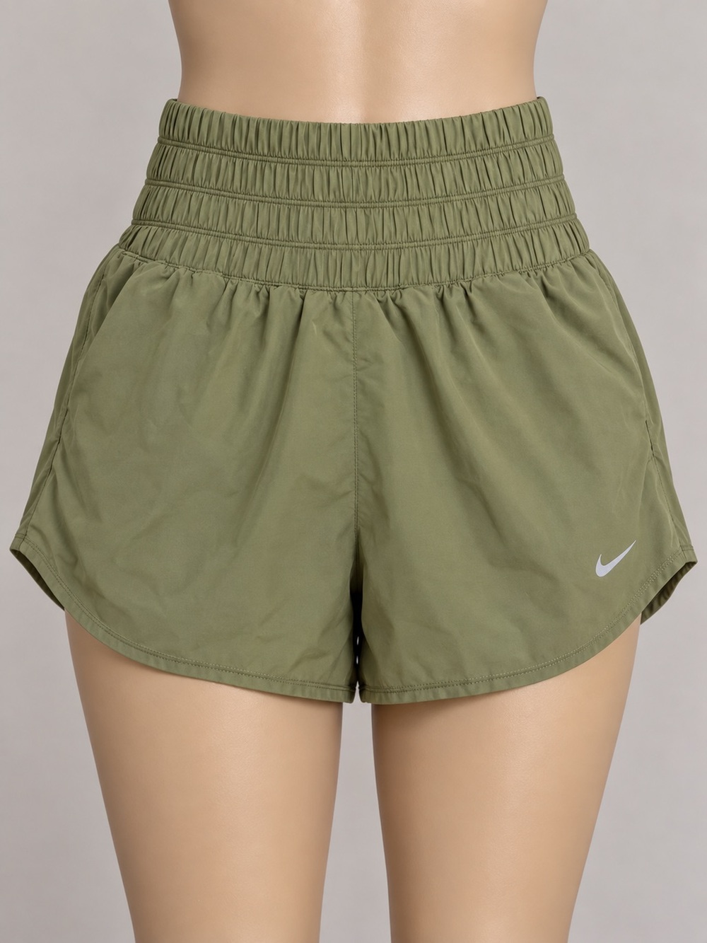 Nike One Dri-FIT Ultra High-Waisted 3” Brief-Lined Shorts XS Moss